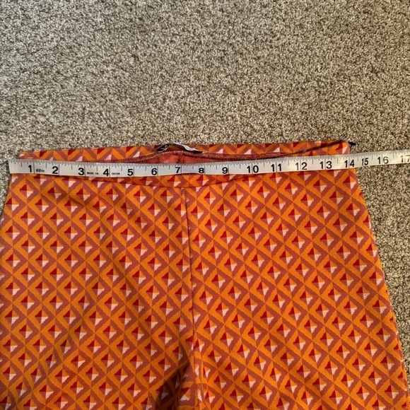 Zara orange jacquard knit geometric pull on flare pants size large - Picture 8 of 11
